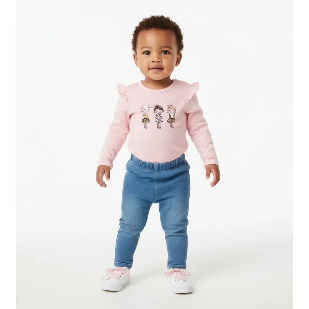 Gap Pink One Piece Girls 3-6 Months Ruffle Long Sleeve Glitter Winter